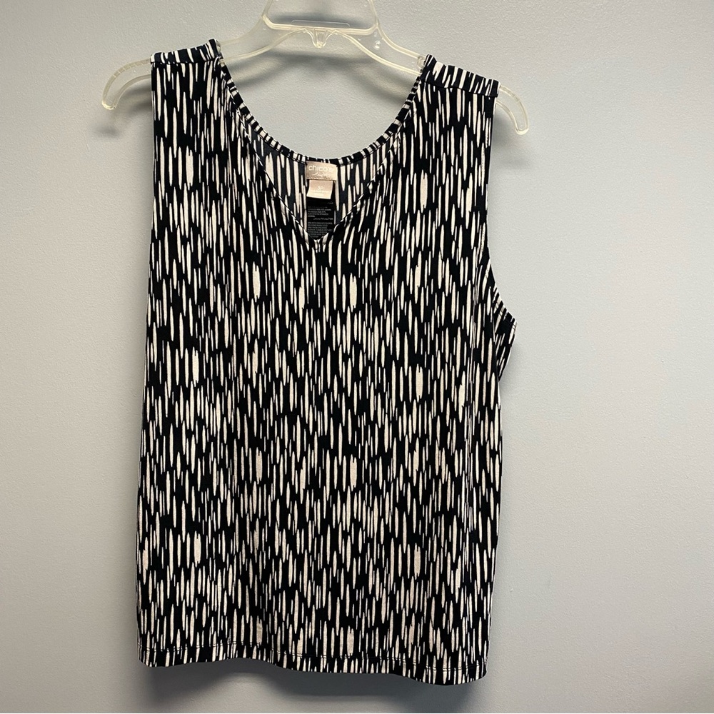 Chico's Black and White Geometric Tank Top